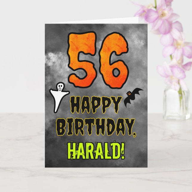 56th Birthday: Eerie Halloween Theme + Custom Name Card (Orchid)