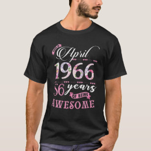 56Th Birthday Floral Gift For Womens Born In April T-Shirt