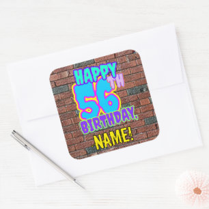 56th Birthday – Fun, Urban Graffiti Inspired Look Square Sticker