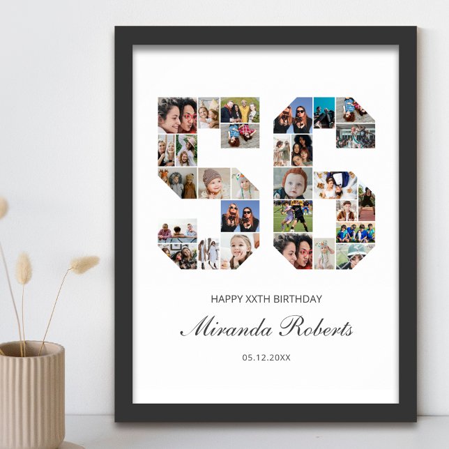 56th Birthday Number 56 Custom Photo Collage Poster (Creator Uploaded)