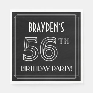56th Birthday Party: Art Deco Style + Custom Name Napkin