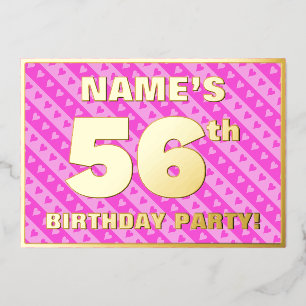 56th Birthday Party — Fun Pink Hearts and Stripes