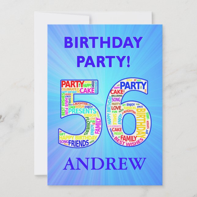 56th Birthday Party Invitation Add a Name (Front)