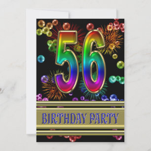 56th Birthday party Invitation with bubbles