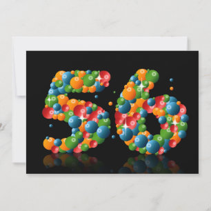 56th Birthday party, with bubbles and balls Invitation