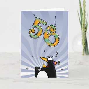 56th Birthday - Penguin Surprise Card