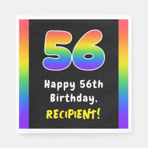 56th Birthday: Rainbow Spectrum # 56, Custom Name Napkin