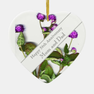 56th Wedding Anniversary Globe Amaranth Ceramic Tree Decoration
