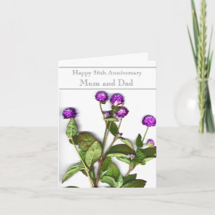 56th Wedding Anniversary Globe Amaranth Flower Card