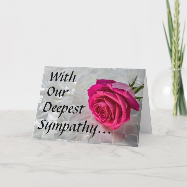 5708-Pink Rose on Mother-of-Pearl Sympathy Card (Front)