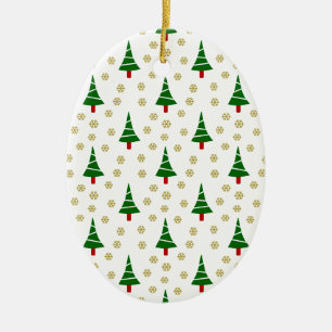579 Cute Christmas tree and snowflake pattern.jpg Ceramic Tree Decoration
