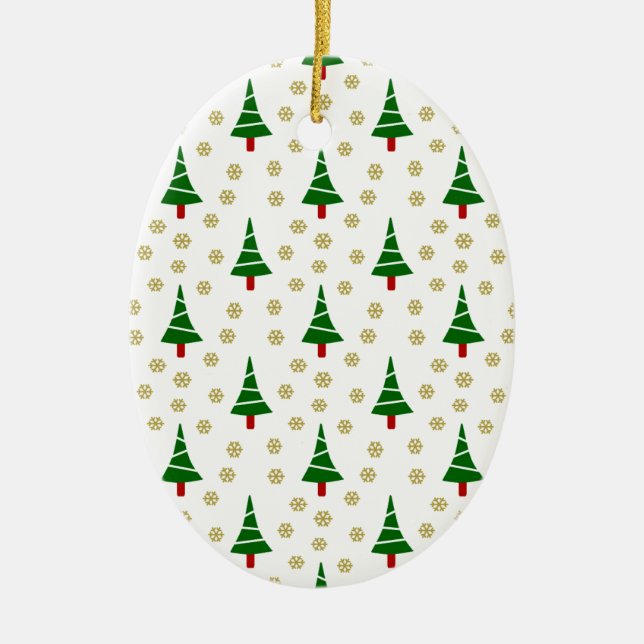 579 Cute Christmas tree and snowflake pattern.jpg Ceramic Tree Decoration (Front)