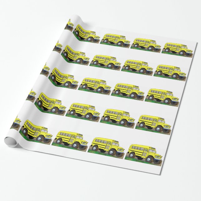 57 Chevrolet Off Road 4X4 School Bus Wrapping Paper (Unrolled)