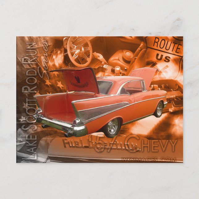 57 Chevy-Lake Scott Rod Run Series Postcard (Front)