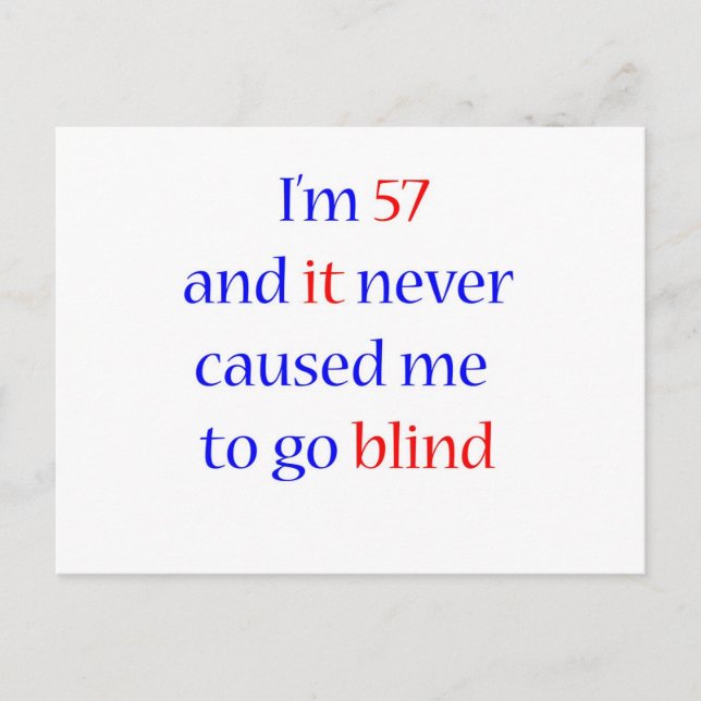 57 never gone blind postcard (Front)