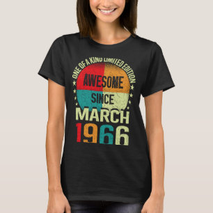 57 Year Awesome Since March 1966 Vintage 57th Birt T-Shirt