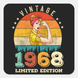57 Year Old Bday 1968 Vintage 57th Birthday Women Square Sticker