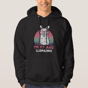 57 Year Old Bday Llamazing 57th Birthday Llama Hoodie