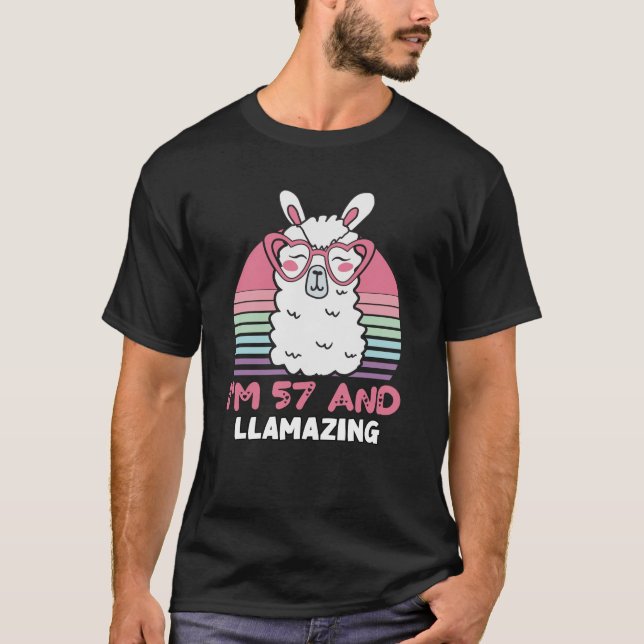 57 Year Old Bday Llamazing 57th Birthday Llama T-Shirt (Front)