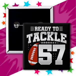 57 Year Old Tackle Football Party 57th Birthday 15 Cm Square Badge