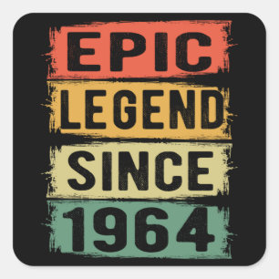 57 Years Old Bday 1964 Epic Legend 58th Birthday Square Sticker
