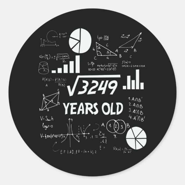 57 Years Old Bday Math Teacher 57th Birthday Gift Classic Round Sticker (Front)