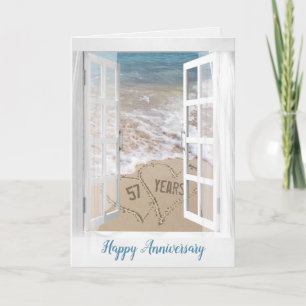 57th Anniversary Beach Hearts  Card