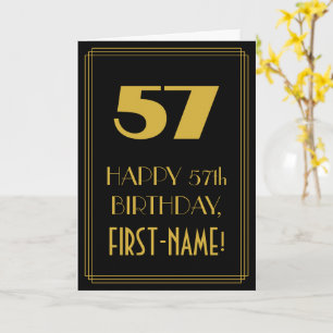 57th Birthday – Art Deco Inspired Look "57" & Name Card