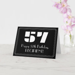 57th Birthday: Art Deco Inspired Look "57" & Name Card