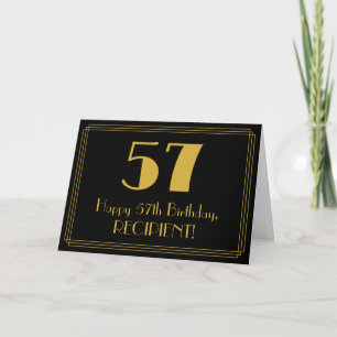 57th Birthday: Art Deco Inspired Look "57" + Name Card