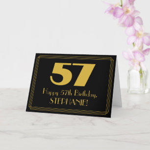 57th Birthday: Art Deco Inspired Look "57" & Name Card