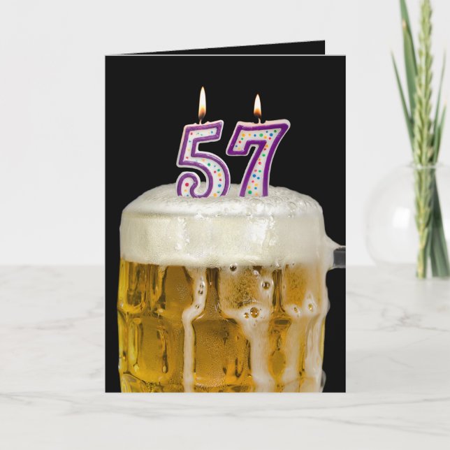 57th Birthday Beer on black Card (Front)