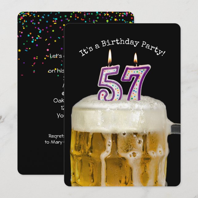 57th Birthday Beer Party Invitation (Front/Back)