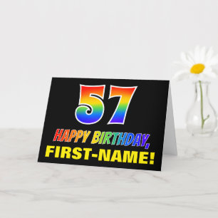 57th Birthday: Bold, Fun, Simple, Rainbow 57 Card