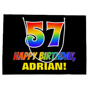 57th Birthday: Bold, Fun, Simple, Rainbow 57 Large Gift Bag