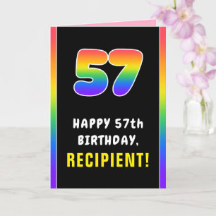 57th Birthday: Colourful Rainbow # 57, Custom Name Card
