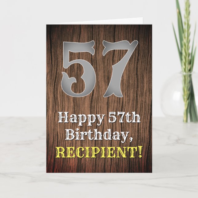57th Birthday: Country Western Inspired Look, Name Card (Front)