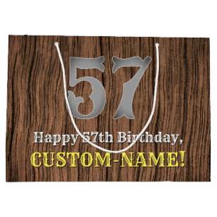 57th Birthday: Country Western Inspired Look, Name Large Gift Bag