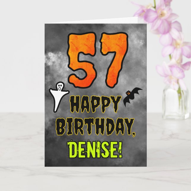 57th Birthday: Eerie Halloween Theme + Custom Name Card (Orchid)