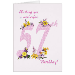 57th Birthday Flower Decorated Numbers