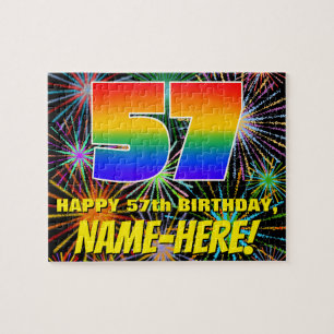 57th Birthday: Fun, Colourful Celebratory Firework Jigsaw Puzzle