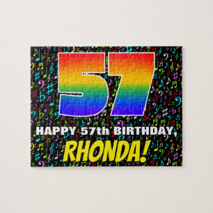57th Birthday — Fun, Colourful Music Symbols & “57 Jigsaw Puzzle