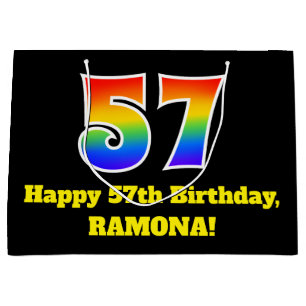 57th Birthday ~ Fun, Colourful, Vibrant, Rainbow 5 Large Gift Bag