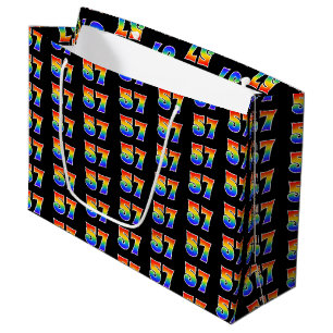 57th Birthday: Fun Rainbow Event Number 57 Pattern Large Gift Bag