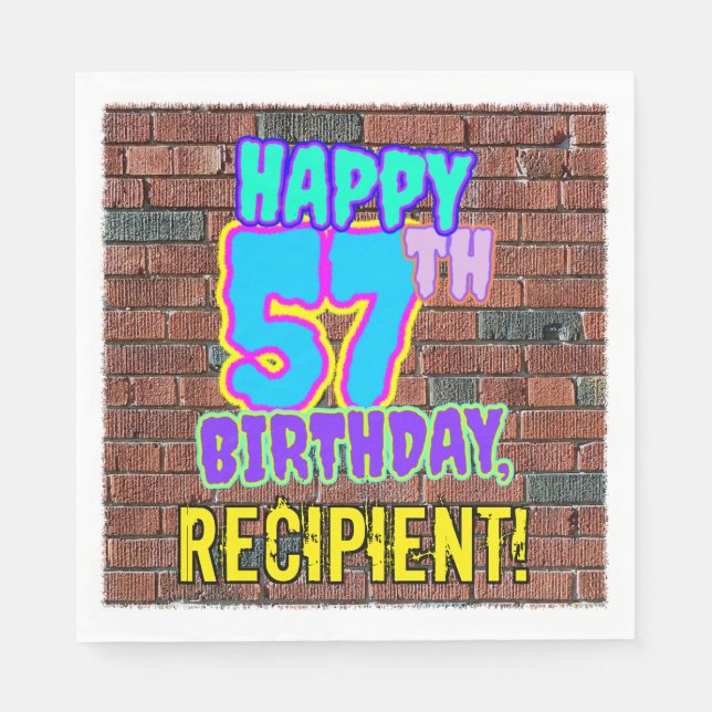 57th Birthday ~ Fun, Urban Graffiti Inspired Look Napkin (Front)