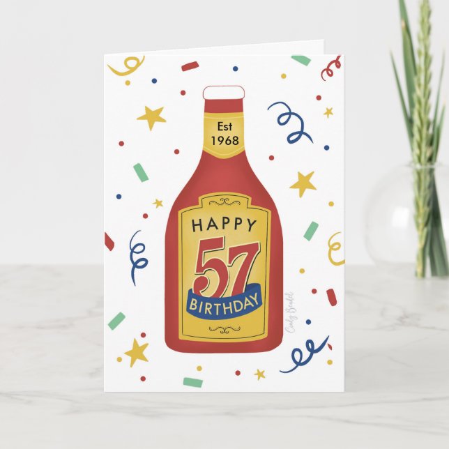 57th Birthday Funny Ketchup Bottle Card (Front)