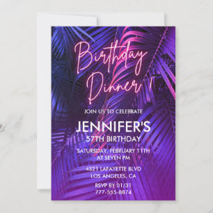 57th birthday invitations Pink Neon Tropical
