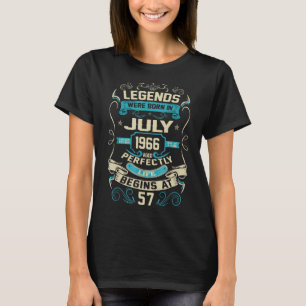 57th Birthday Legends Born In July 1966 57 Years T-Shirt