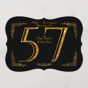 57th,Birthday party 57th,great Gatsby,black & gold Invitation