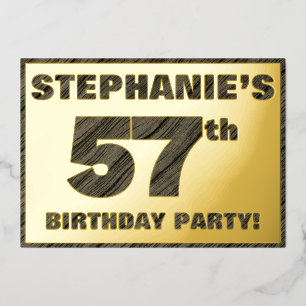 57th Birthday Party — Bold, Faux Wood Grain Text